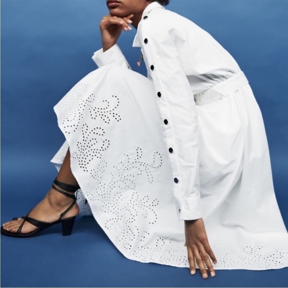 Maje Renaline White Cotton T-Shirt Midi Dress Size 2 US Medium - Picture 2 of 13